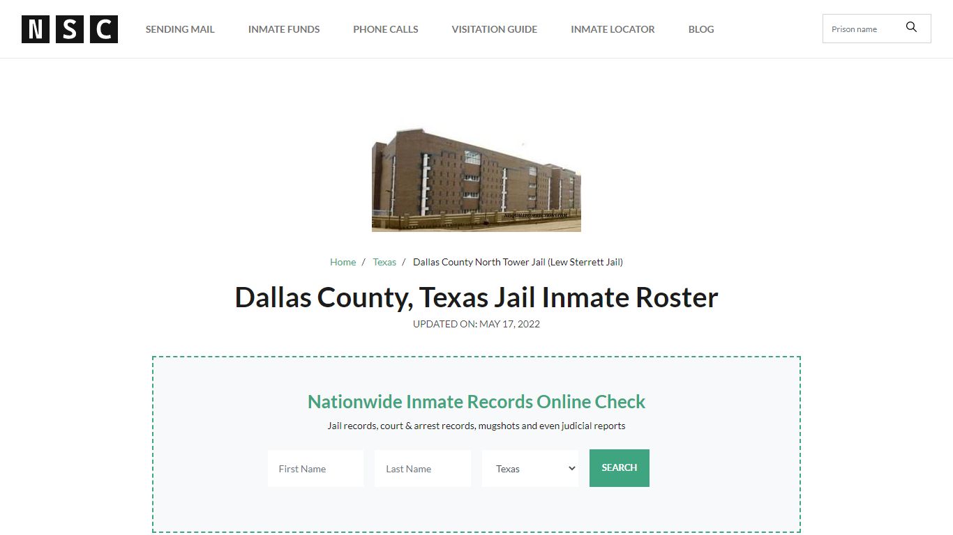 Dallas County, Texas Jail Inmate Roster